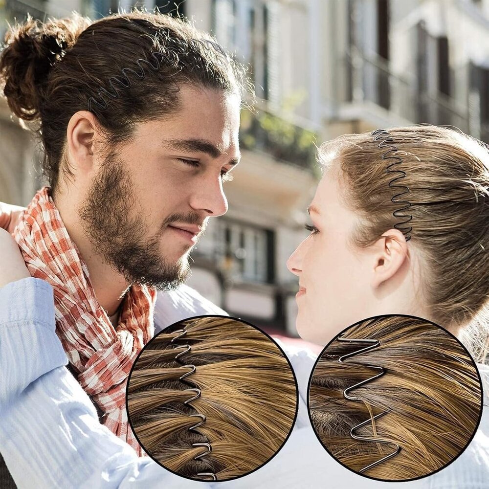 3pcs Hair Bands for Men Metal Fashion Headbands for Women Unisex Black Hair Band - Picture 4 of 6